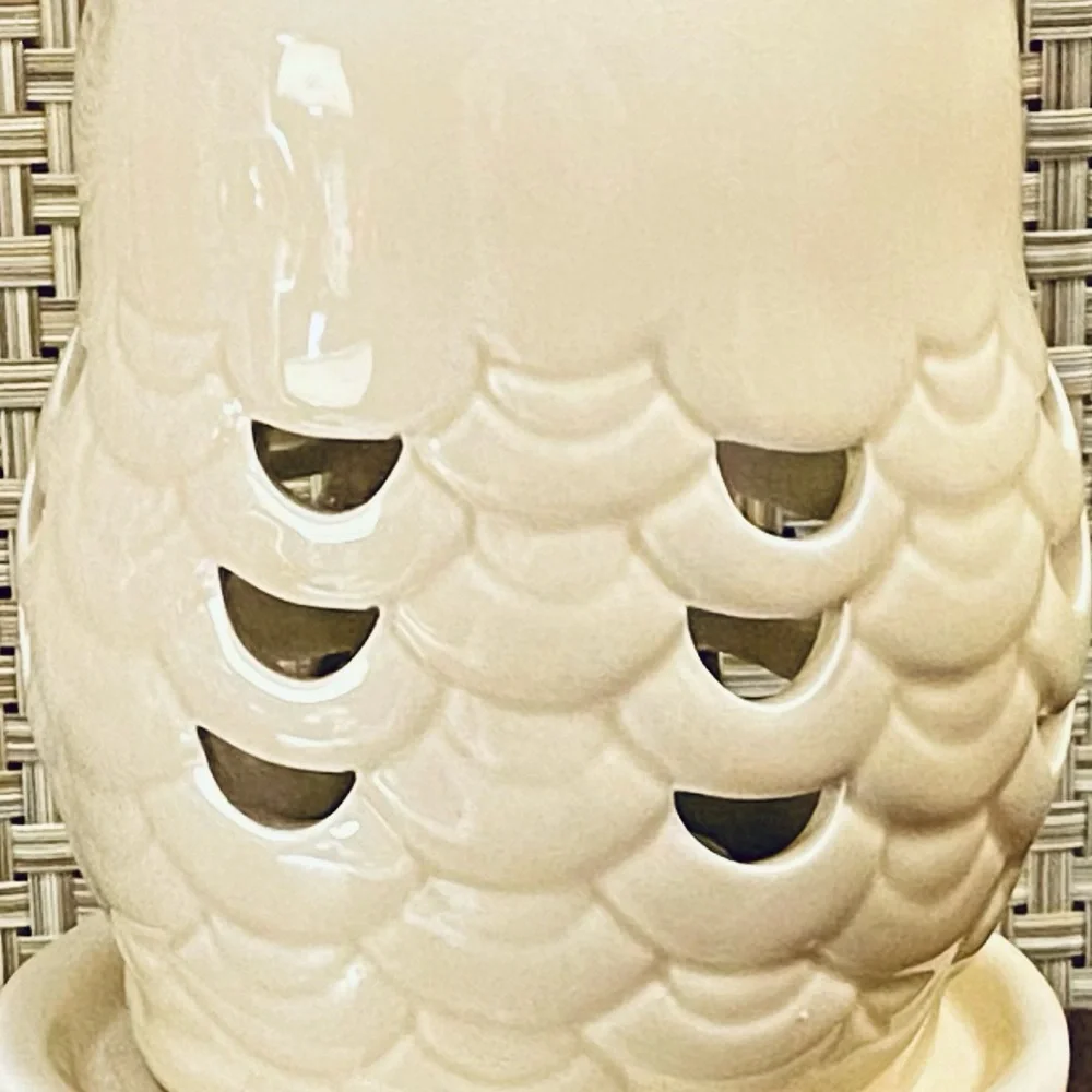 NWOT Cream Glazed Ceramic Owl Tea Light
